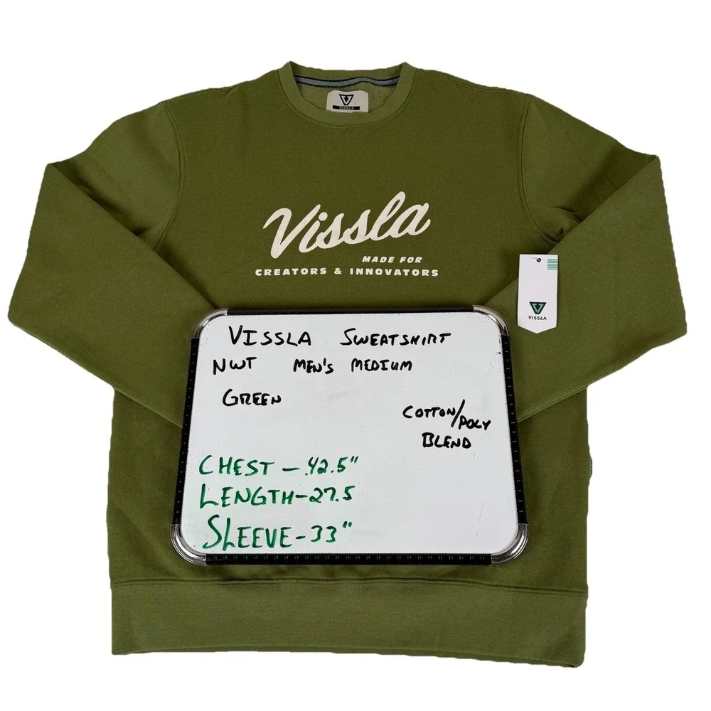 Vissla Sweatshirt 'Made‎ For Creators And Innovators' Men's Medium Green New - Picture 2 of 7